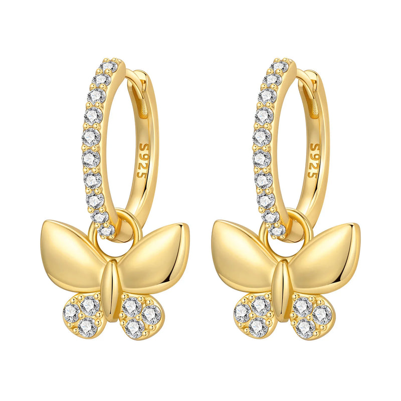 Original S925 Sterling Silver Zircon 18K Gold Lining Vintage Hoop Earrings for Women Birthday Party - Visuel 14 | SAMAG