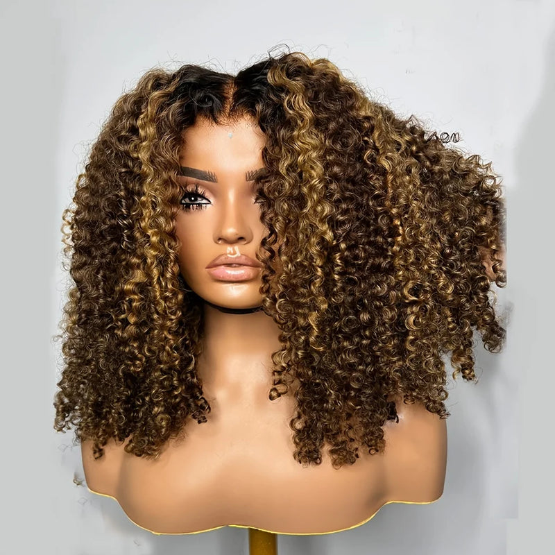 Glueless PrePlucked Highlight Blond density Lace Front Wigs 26inch Kinky Curly Synthetic Deep Water Wave For Women Baby Hair
