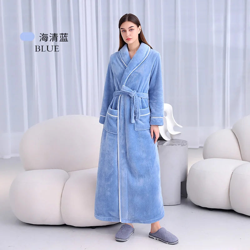 Warm Coral Fleece Kimono Bathrobe Gown Winter Thickened | SAMAG