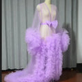 Women Dressing Gown Perspective Sheer Long Tulle Robe Puffy Pregnancy Maternity Dress for Baby Shower Nightgown Sleepwear Custom
