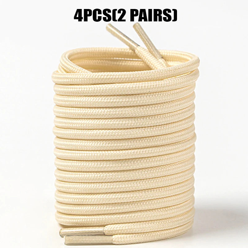 4 Pcs(2 Pairs) Round Shoelaces 4mm for Sneakers Boots, Durable Anti-Slip Sports Laces, 80-160cm Solid Colors Replacement