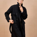 Mauroicardi Spring Autumn Long Black Khaki Trench Coat Men Shoulder Pads Double Breasted Chic British Style Fashion Clothes 2025