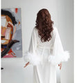 Long Silk Robe White Boudoir Wedding Kimono Satin | SAMAG