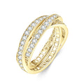 Lnngy Three Layer Moissanite Eternity Ring 14k Gold Filled 1.75mm Lab Created Diamond Wedding Band For Women Sparkling Jewelry