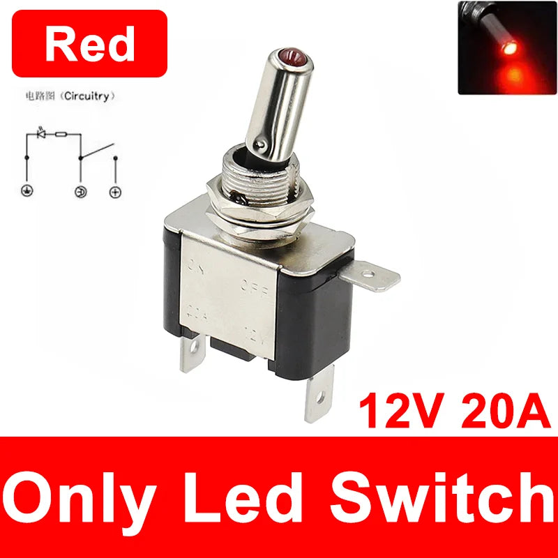 Auto Car Boat Truck Illuminated Led Toggle Switch ON OFF With Safety Aircraft Flip Up Cover Guard 12V20A Transparent