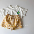 Girls White T-shirt Plaid Shorts /Set Casual Simple Cute | SAMAG