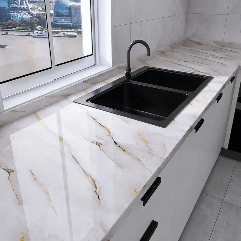 PVC 60cm waterproof marble self-adhesive wallpaper bathroom cabinet countertop contact paper waterproof wall sticker