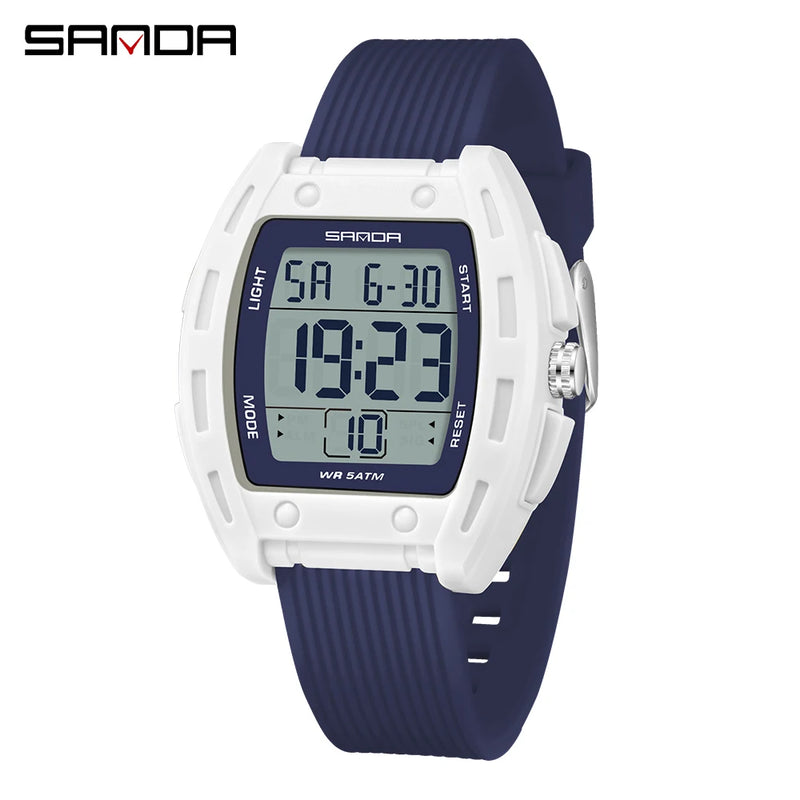 SANDA 6506 Men's Electronic Watches Stopwatch Alarm 5ATM Waterproof Sports Digital Watch for Men Luxury Shockproof Clock Reloj