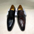 Men's Italian Genuine Leather Formal Oxford Shoes Python Crocodile Pattern Button Detailing for Office Party Wedding Footwear