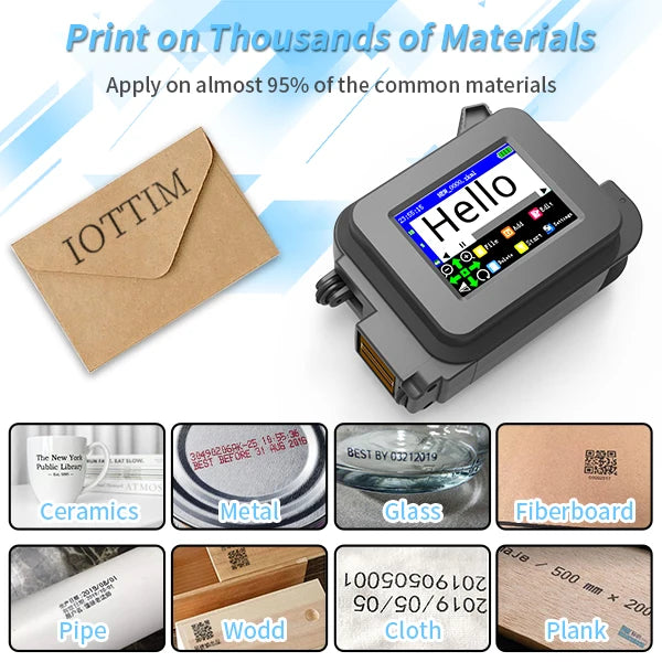 Iottim 12.7mm Mini Portable Inkjet Printer Small Business Date Label Printer QR code Logo Batch Number