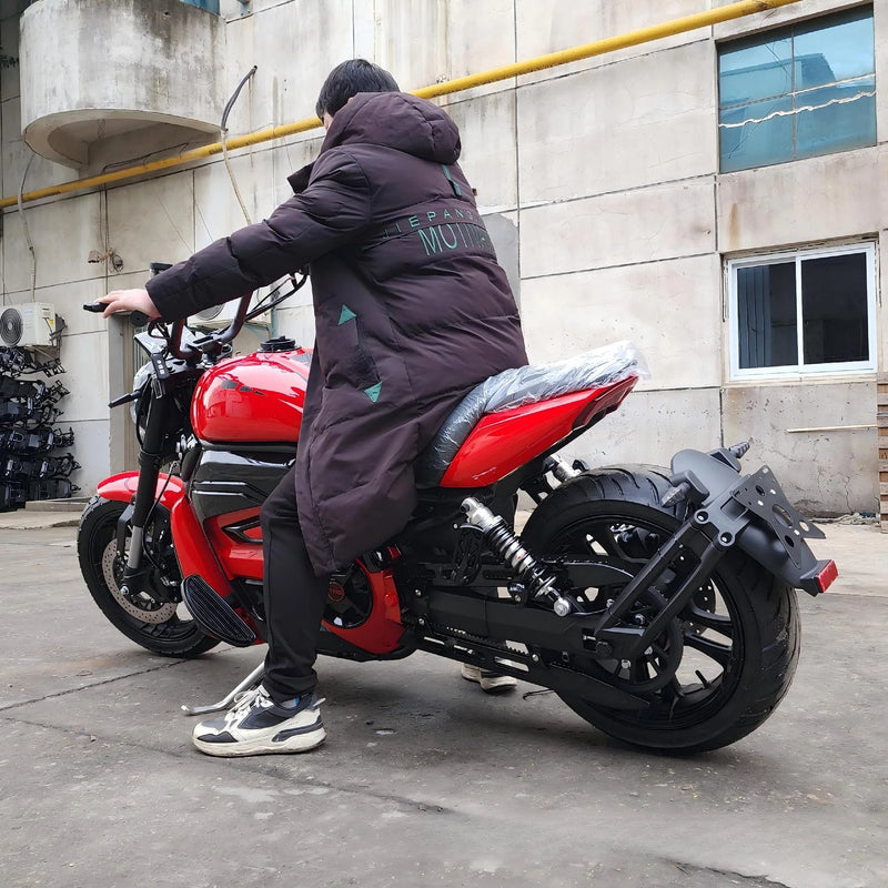 8000W Mid-Drive Belt Motor Electric Motorcycle 300km Type2 Fast Charge 200mm Wide Tire Adjustable Inverted Shock Customizable