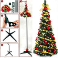 Pre-Decorated Christmas Tree Red Baubles Golden Ribbons Poinsettia Flowers Easy Assembly Xmas Pine Tree for Home Holiday Decor