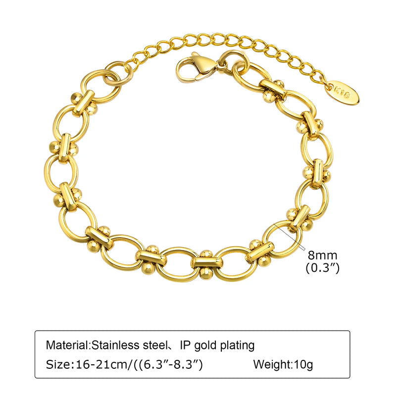 Women Stainless Steel Chain Bracelet, 18K Gold Plated Twist Paperclip Adjustable Link Chunky Stackable - Visuel 11 | SAMAG