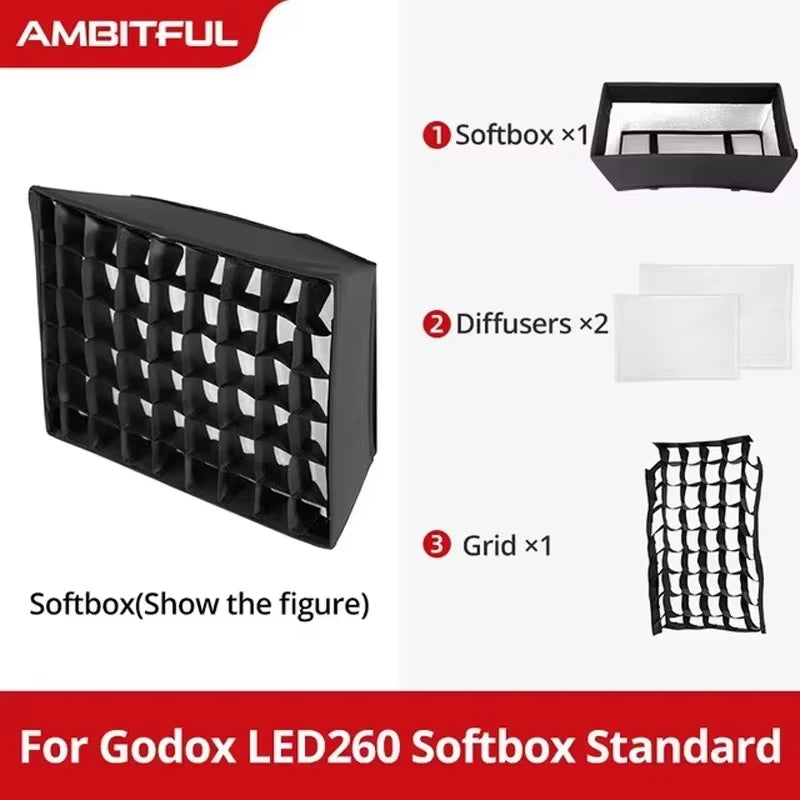 Godox LEDP260C LED Video Soft Light Diffuser Honeycomb Grid Softbox for Godox LED Video Light (Softbox Only)