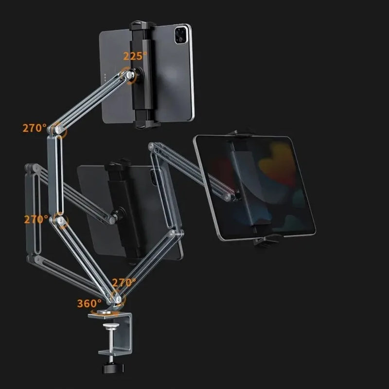 Desk Bed Tablet Stand Adjustable For 4-12.9 Inches Desktop Mobile Phones Tablets Aluminum Arm Mount For iPad Pro Mini Xiaomi Tab