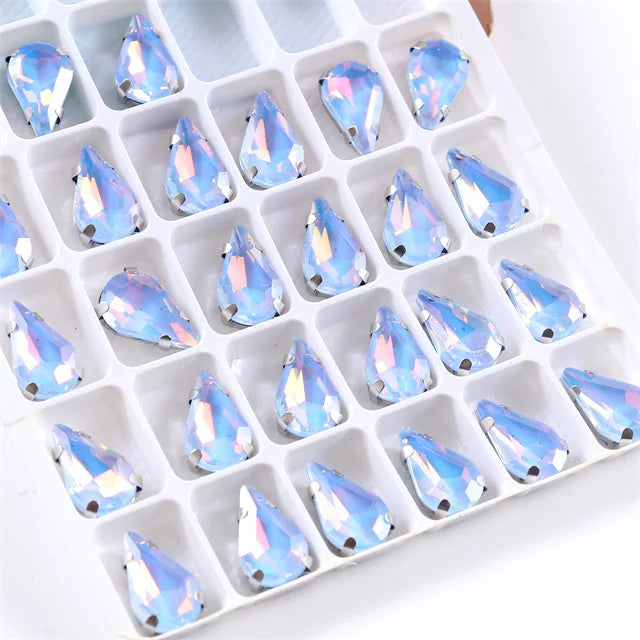 8x13mm Teardrop Crystal Sew On Rhinestone With Silver - View 16 | SAMAG
