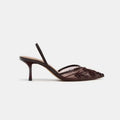 2026 Spring/Summer New Women's Shoes Champagne Chinese Embroidery Mesh Pearl Pointed High Heels Thin Heels Baotou