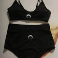 Summer Set Women Sleeveless Lingerie Vest and Shorts Moon Print American Streetwear Sexy Sweet Casual Embroidered Two Piece