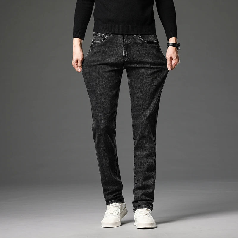 Cotton Stretch Jeans Men Classic Retro Straight Slim | SAMAG