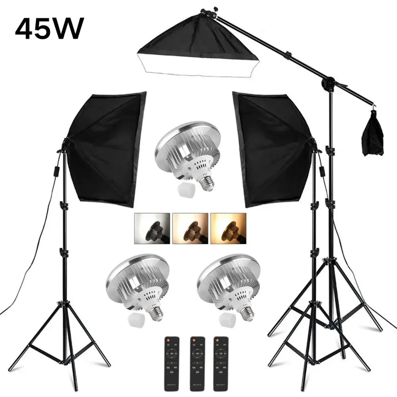 Softbox Lighting Kit Photography Studio Boom Arm for Video & YouTube Continuous Lighting Professional Lighting Set Photo Studio
