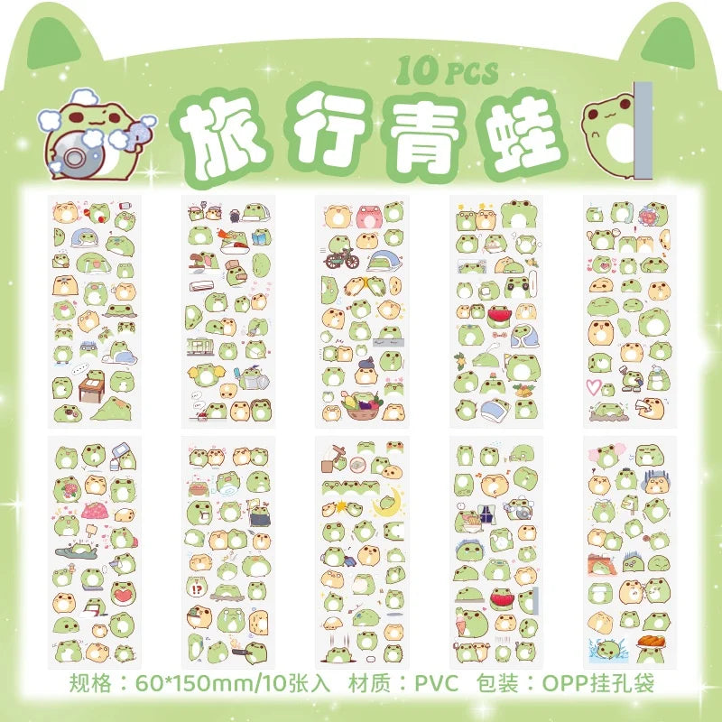 10Sheets Pet Planet Series Cartoon Transparent Waterproof PVC Ledger Material Stickers For Hand Account Pencil Case Decals