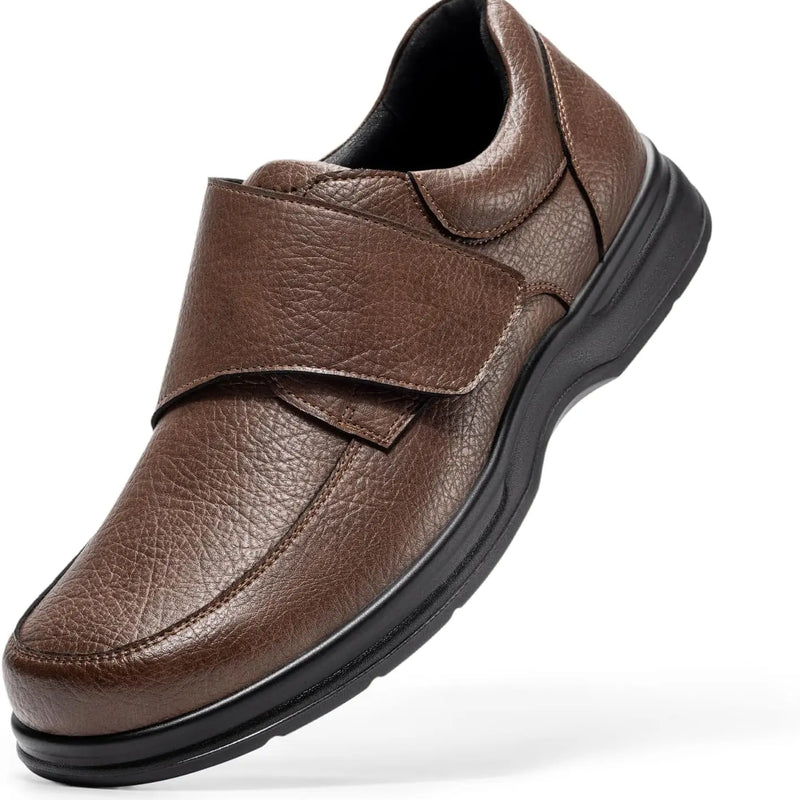 FitVille Men'S Extra Wide Diabetic Leather Dress Shoes, Roomy Wide Toe Box, Built-In Arch Support Orthopedic Shoes, Pain Relief For Swollen Feet, Edema, Plantar Fasciitis, Bunions & Neuropathy