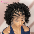 Afro Kinky Curly Hair Wig New Braided Wigs for Black Women Full Lace Synthetic Wigs Knotless Cornrow Braids Short 6 Inches