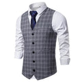 2026 New Men's Plaid Sleeveless Vest, Single Breasted V-Neck Suit Vests,Wedding/Party/Business/Office Waistcoat, Europe Size