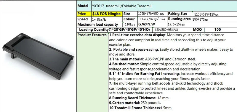 Foldable Under Desk Treadmill Electric Walking Pad, LED - View 6 | SAMAG