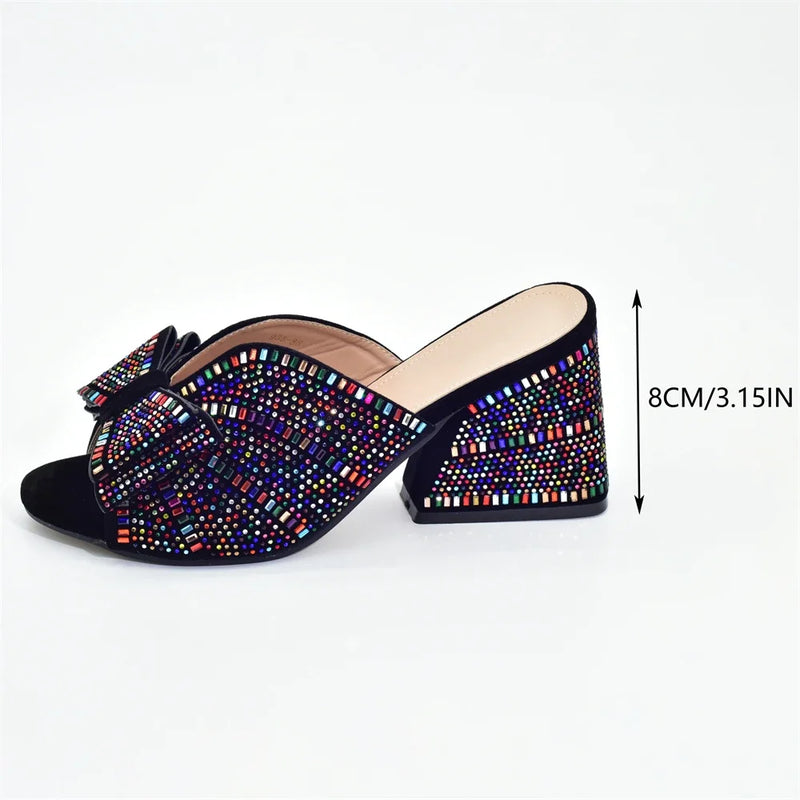 New Design Women's Platform Chunky High Heel Sandals Wedding Shoes Bride Platform Shoes Deorated with Rhinestone Luxury Pumps