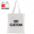 Custom Canvas Tote Bag 100% Cotton Print Your Design Logo Photo Handbag Work Reusable Grocery Shopping Customized Portable Bag