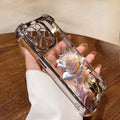 Crystal Rose Electrode Plating Anti-fall Case Suitable for iPhone 16 15 14 13 12 11 Pro/ Max/Plus Shockproof Back Cover