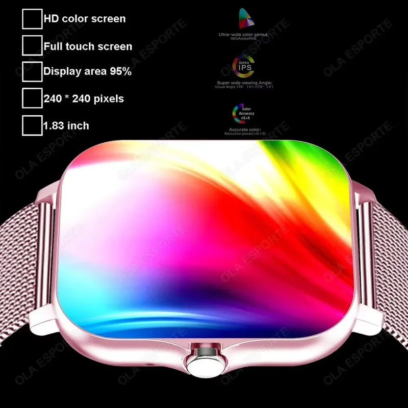 New 1.83'' Waterproof Smart Watch Message Answer Call Sleep Monitoring Sports Pedometer Information Alerts For iPhone Android