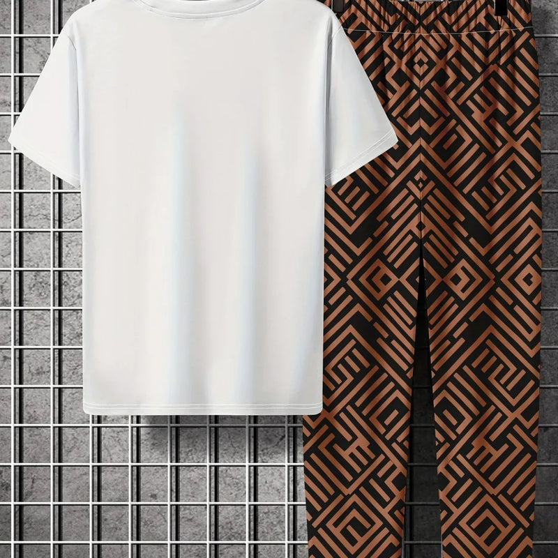 Summer new men's teddy bear print breathable and comfortable round neck T - shirt pants set outdoor casual - View 3 | SAMAG