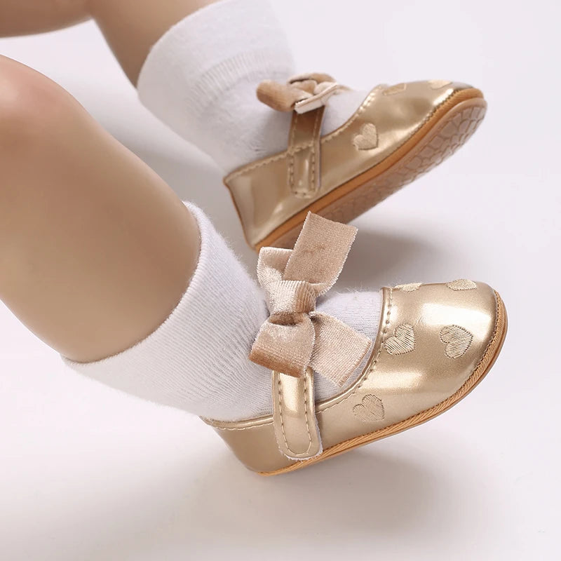 Gold Color Theme Christening baby Shoes for 1 Year Old Newborn Baby Baptismal Shoes for Girl Kids