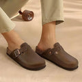 Comwarm Vegan Leather Clogs Womens Men's Cork Footbed Mules Slip on Potato Shoes with Arch Support Classic Cork Slippers shoes
