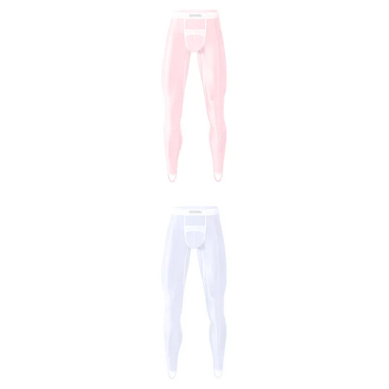 1/2/3PCS Men's Leggings Underwea Thin Sexy Transparent Ice Silk High Stretch Foot Anti Slip Pants Fitness Bottoms Pants AD776