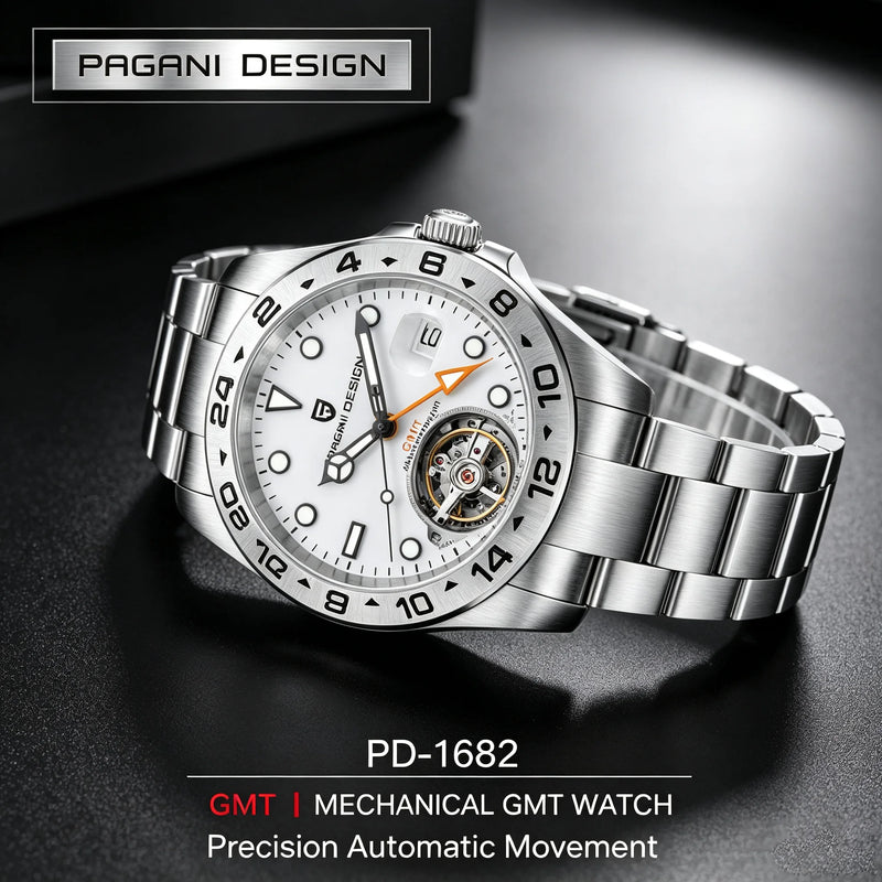 PAGANI DESIGN 2026 New Automatic Machinery Men's Watch GMT DG5833 Stainless Steel Sapphire Crystal 10Bar Waterproof Reloj Hombre