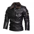 Winter Men's Warm PU Leather Jackets Fashion Men Retro Fur Collar Motorcycle Jacket Men Windbreaker PU Leather Coats Clothing