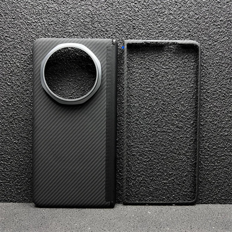 Suitable for Honor Magic V5 Mobile Phone Case, Thin Kevlar Aramid Fiber Magic V5 Carbon Fiber Protective Case, Center Shaft Full-Coverage