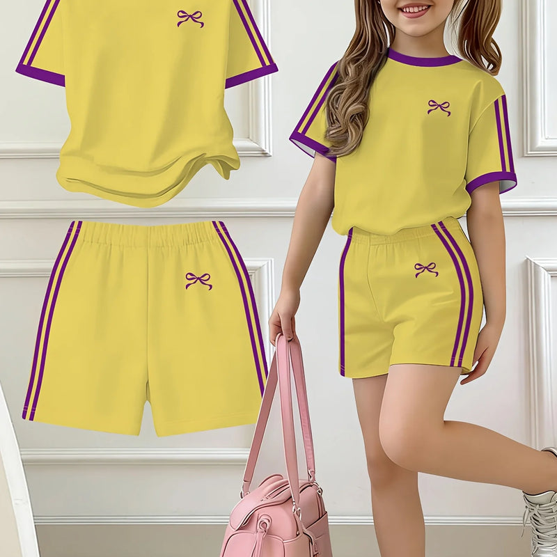 Kids Clothes Girls, , Easy Bow Print Short Sleeve T-Shirt | SAMAG