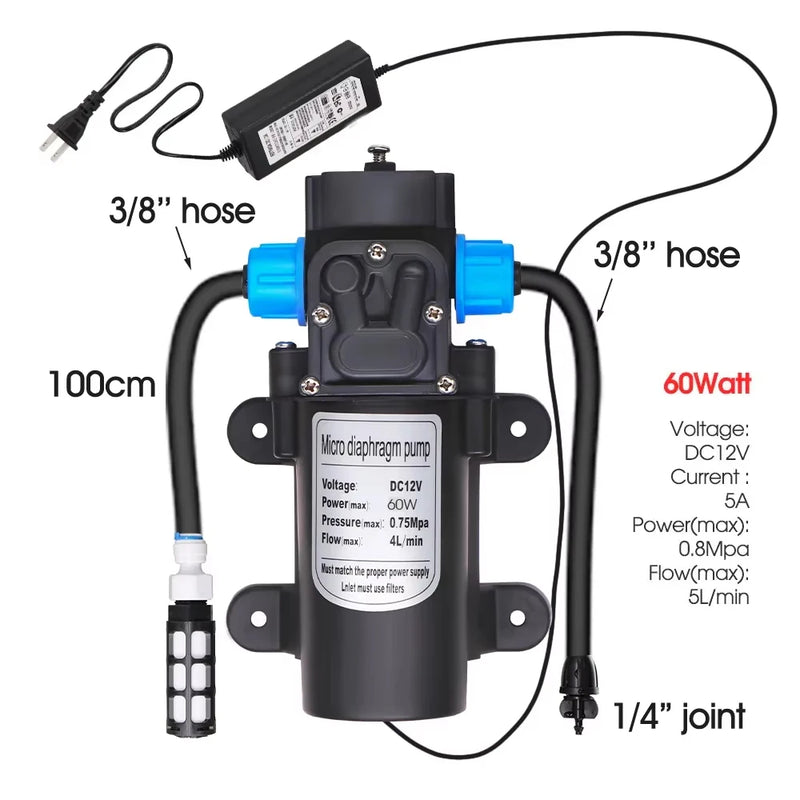 110-220V Power Supply self-priming Pump Spray Kit  for Greenhouse Garden 8mm PE Hose Brass Nozzle Automatic Misting Cool System