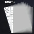 50/100pcs Clear A4 Plastic File Folders - 11-Hole 3-Ring Binder Compatible, Durable PP Document Sleeves for Office, School, Home