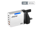 5 IN 1 GaN Desktop Charger For IPhone17 16Pro Laptop Samsung 240W Fast Charging Adapter 10A USB To Type-C Cable 3PD 2USB Charger