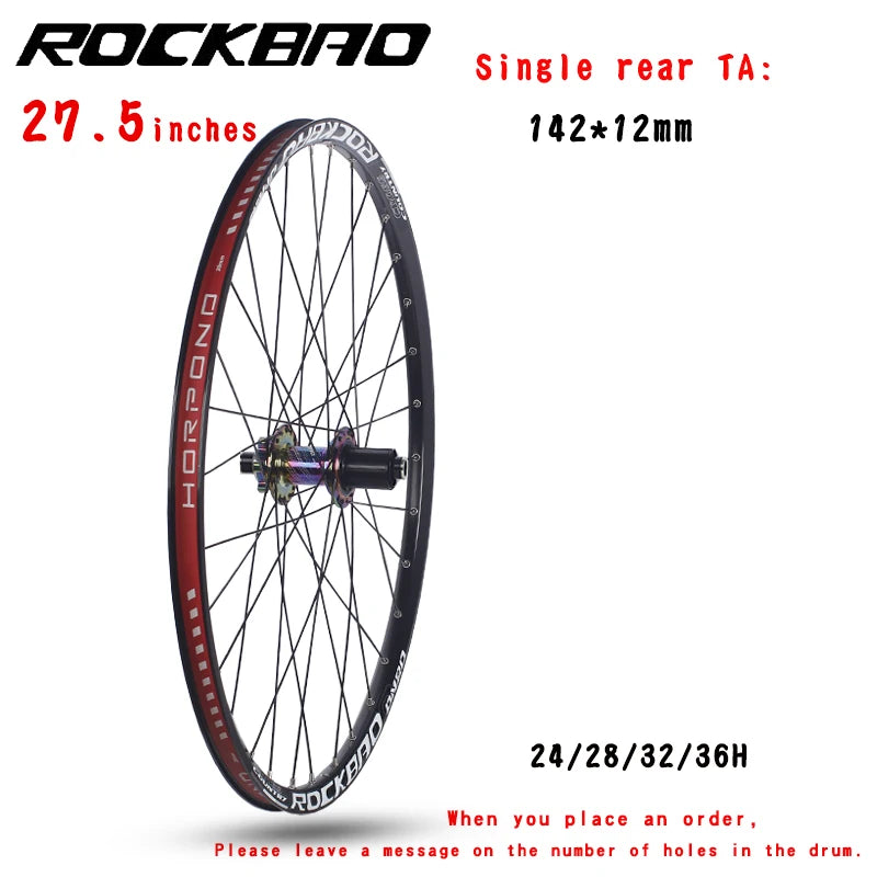 ROCKBAO Mountain Bike Wheelset 24/26/27.5/29 Inches Disc Brake Aluminum Alloy 4Bearings 7-12Speed Thru Axle MTB Bicycle Wheel