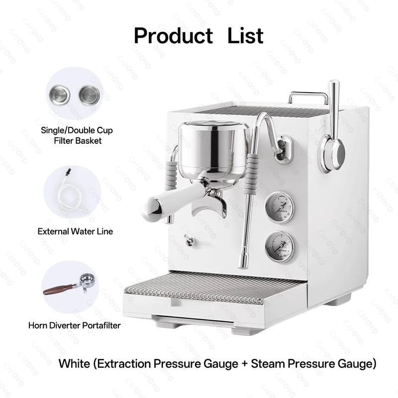 CAFOVO E120 Semi-automatic Coffee Machine ULKA Pump 9Bar OPV System Three Boiler with OLED Display for Home Cafe Espresso Maker