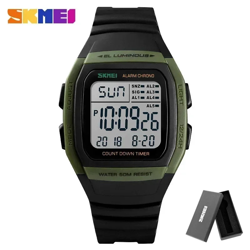 SKMEI 1278  Chrono Countdown Men Wristwatch  Casual Outdoor Male Clock Luminous montre homme Digital Dual Time Sport Mens Watche