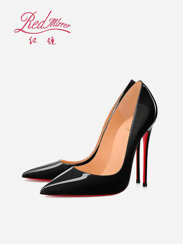 Black Women's Elegant High Heels Red Shiny Bottoms Luxury Brand Women Heels 2025 Trend Pointed Toe Sexy Party Pumps Shoes Women