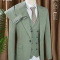 ST Cassy Summer Thin Version Men's Suit Green Slim Fit Formal Business Office Men's Suits（jacket+Vest+Pants）