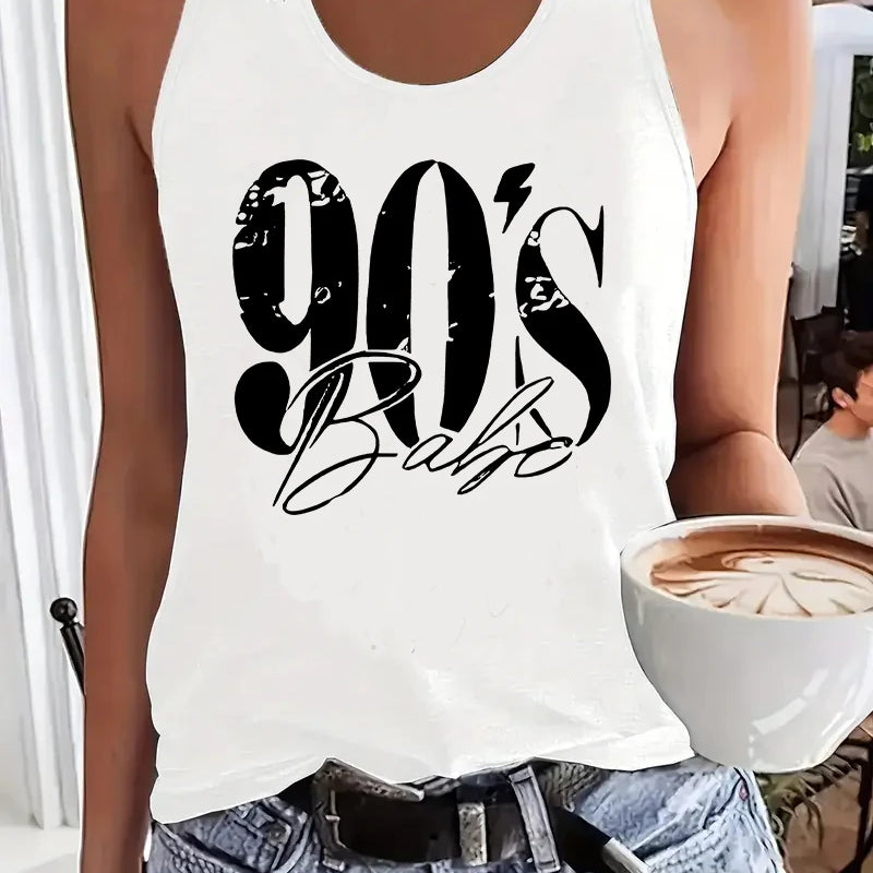 Streetwear Hip Hop 90s Y2k  T-shirt Vest Graphic Tank Top Women’s Sleeveless Crew Neck Casual Top for Summer Spring